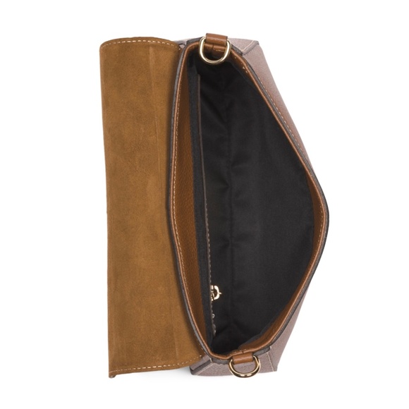 DIVINA FIRENZE Made In Italy Leather Baguette Handbag With Suede Flap - Picture 2 of 4